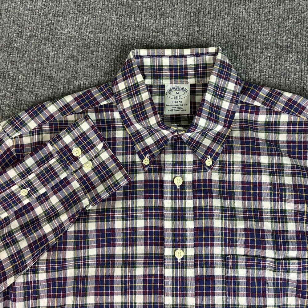 Brooks Brothers Regent Plaid Button Up Shirt Men’s Medium Cotton Non Iron